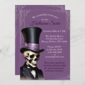 パープルスケルトンエレガントハロウィーン 招待状 (正面/裏面)