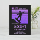 パープルスケートボード誕生日招待状 招待状 (スタンド正面)