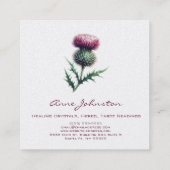 パープルスコティッシュティスルスクエアビジネスカード スクエア名刺 (裏面)