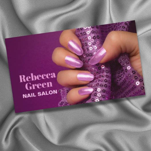 パープルスタイリストマニキュリストネイルアーティストネイルサロン 名刺