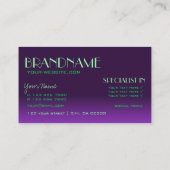 パープルスタイリッシュとグリーン鏡フォントプロフェッショナル 名刺 (裏面)