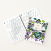 パープルスタイリッシュグリーン抽象芸術フローラアートレシピ ノートブック (内部)