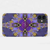 パープルスタイリッシュサテンレースアートモノグラムiPhoneケース Case-Mate iPhoneケース (裏面(横))