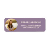 パープルスタイリッシュフォト卒業差出人住所 ラベル (正面)