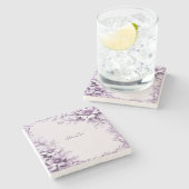 パープルスタイリッシュフラワーストーンコースター ストーンコースター (横)