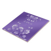パープルスタイリッシュフローラセラミックタイル タイル (側面)