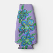 パープルスタイリッシュフローラデザイナボトルカバー ボトルクーラー (正面)