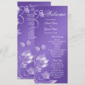 パープルスタイリッシュフローラ結婚式 プログラム (正面/裏面)