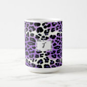 パープルスタイリッシュレオパードアニマルプリントパーソナライズされた コーヒーマグカップ (中央)