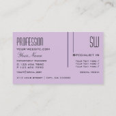 パープルスタイリッシュ薄紫とイニシャルプロフェッショナル 名刺 (裏面)
