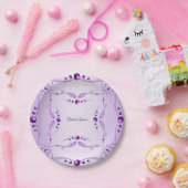 パープルスタイリッシュ装飾紙プレート ペーパープレート (パーティー)