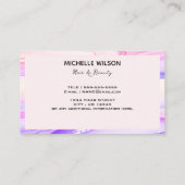 パープルスタイリッシュ金ゴールドグリッター大理石アゲートモノグラム 名刺 (裏面)