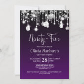 パープルスタイリッシュ95th誕生日パーティー 招待状 (正面)