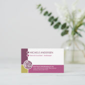 パープルスタイリッシュ・コーナーズ・ファイナンシャル 名刺 (スタンド正面)