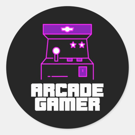 パープルスタイルのアップライトアーケード筐体ゲーマー ラウンドシール (正面)