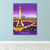 パープルスタリースカイの下のパリ キャンバスプリント (インサイチュ (ウッドフロア))