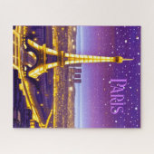 パープルスタリースカイの下のパリ ジグソーパズル (横)