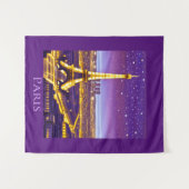 パープルスタリースカイの下のパリ タペストリー (正面(横))