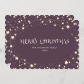 パープルスターエレガントズスノーメリークリスマスカード シーズンカード (正面/裏面)