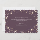 パープルスターエレガントズスノーメリークリスマスカード シーズンカード (裏面)