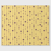 パープルスターズイエローアポップ・アートのートホリデイ ラッピングペーパー (フラット)