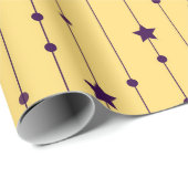 パープルスターズイエローアポップ・アートのートホリデイ ラッピングペーパー (ロールコーナー)