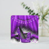 パープルスターズハイヒールバースデーパーティーライト 招待状 (スタンド正面)