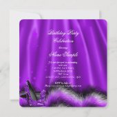 パープルスターズハイヒールバースデーパーティーライト 招待状 (裏面)