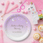 パープルスターズ月のベビーシャワー ペーパープレート (パーティー)