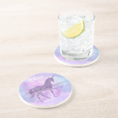 パープルスターズ紙吹雪水彩ユニコーン コースター (側面)