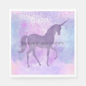 パープルスターズ紙吹雪水彩ユニコーン スタンダードランチョンナプキン (正面)