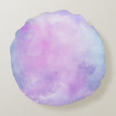 パープルスターズ紙吹雪水彩ユニコーン ラウンドクッション (裏面)