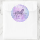 パープルスターズ紙吹雪水彩ユニコーン ラウンドシール (バッグ)