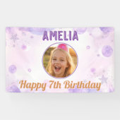 パープルスターズ ガーリー ハッピー バースデー フォト パーティー 横断幕 (横)