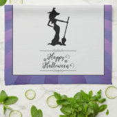 パープルスターバストウィッチハロウィーン キッチンタオル (折り畳み)