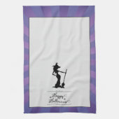 パープルスターバストウィッチハロウィーン キッチンタオル (縦)