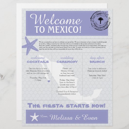 パープルスターフィッシュカボメキシコウェルカムレター (正面/裏面)