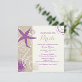 パープルスターフィッシュビーチブライダルシャワー 招待状 (スタンド正面)