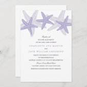 パープルスターフィッシュビーチ結婚式招待状 招待状 (正面/裏面)
