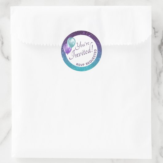 パープルスターリーナイトテーマパーティー招待されました ラウンドシール (バッグ)