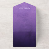 パープルスターロマンチックユニバース＆ドリ フラワーのウェディング オールインワン招待状 (外側)