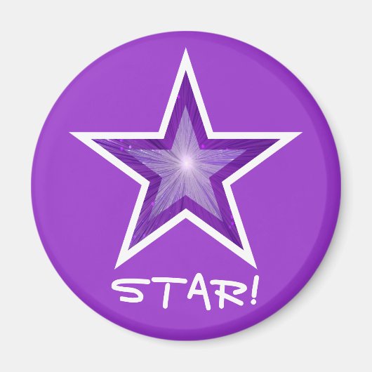 パープルスター冷蔵庫「STAR!」マグネット丸パープル マグネット (正面)