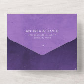 パープルスター銀河系ユニバース&描フローラ結婚ズ オールインワン招待状 (裏面)