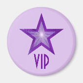パープルスター'VIP'冷蔵庫用マグネットラウンド淡い色のパープル マグネット (正面)