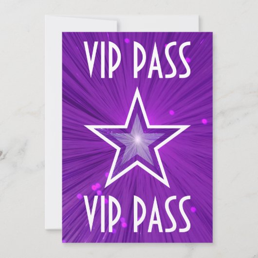 パープルスター'VIP PASS'の招待ホワイト 招待状 (正面)
