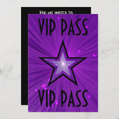 パープルスター'VIP PASS'招待ブラック 招待状 (正面/裏面)