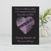 パープルスチームパンクハート婚約パーティブライダル 招待状 (スタンド正面)