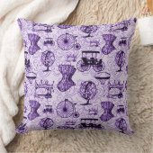 パープルスチームパンクパターン装飾用クッション クッション (ブランケット)