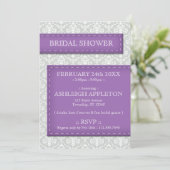 パープルスティッチンググレーダマスクブライダルシャワー 招待状 (スタンド正面)