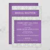 パープルスティッチンググレーダマスクブライダルシャワー 招待状 (正面/裏面)